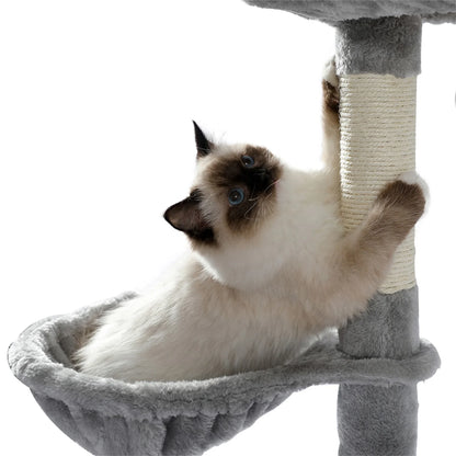 56" Cat Tree for Indoor Cats Cat Condos for Adult Cats with Padded Plush Perch and Cozy Basket Cat Tower for Large Cats , Gray