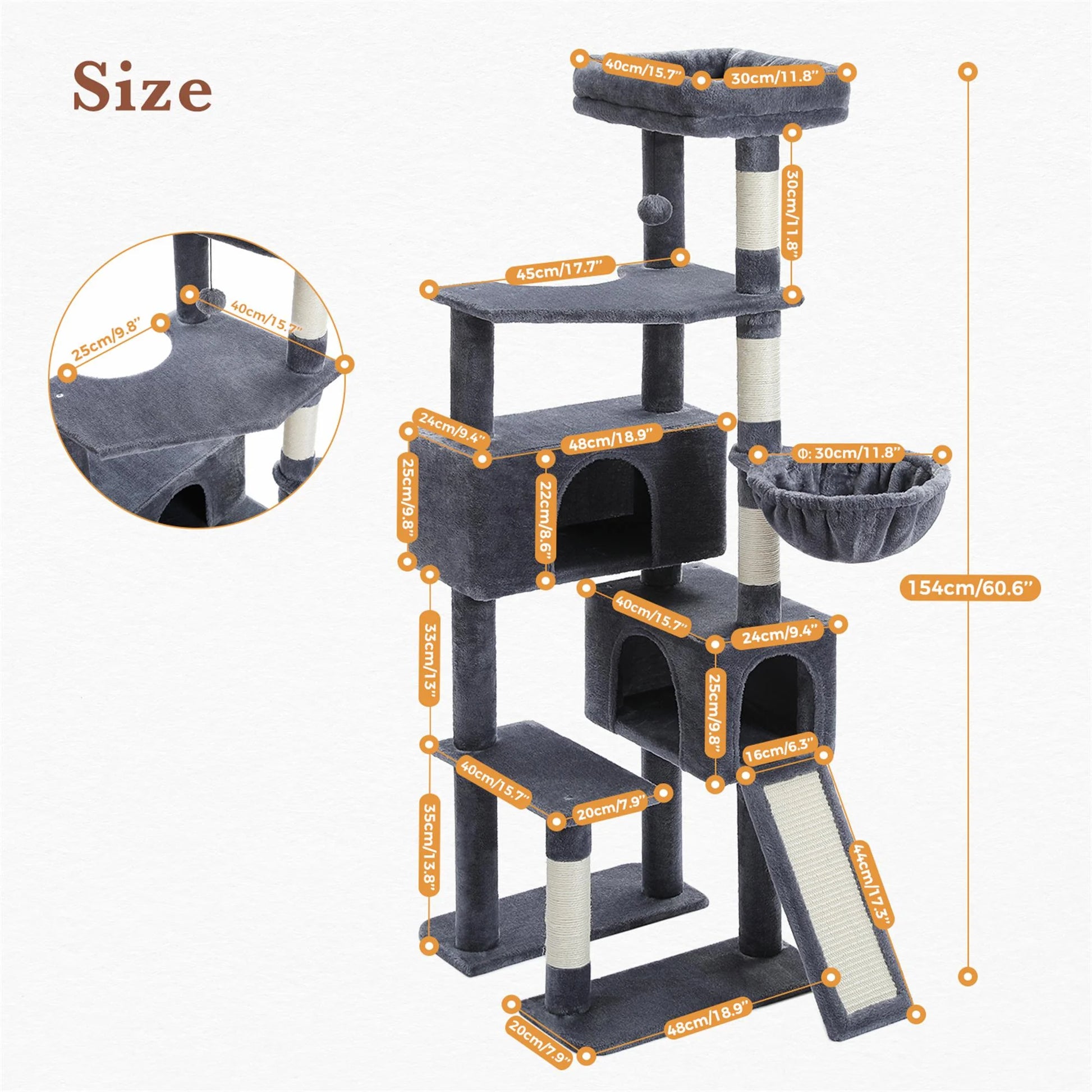 Pefilos 61" Cat Tree Tower for Indoor Cats with Platform and Scratching Posts, Cat Condo Cat Tree House in Pet Supplies, Gray