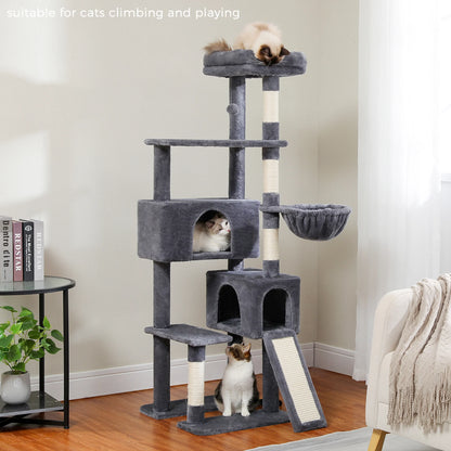 Pefilos 61" Cat Tree Tower for Indoor Cats with Platform and Scratching Posts, Cat Condo Cat Tree House in Pet Supplies, Gray