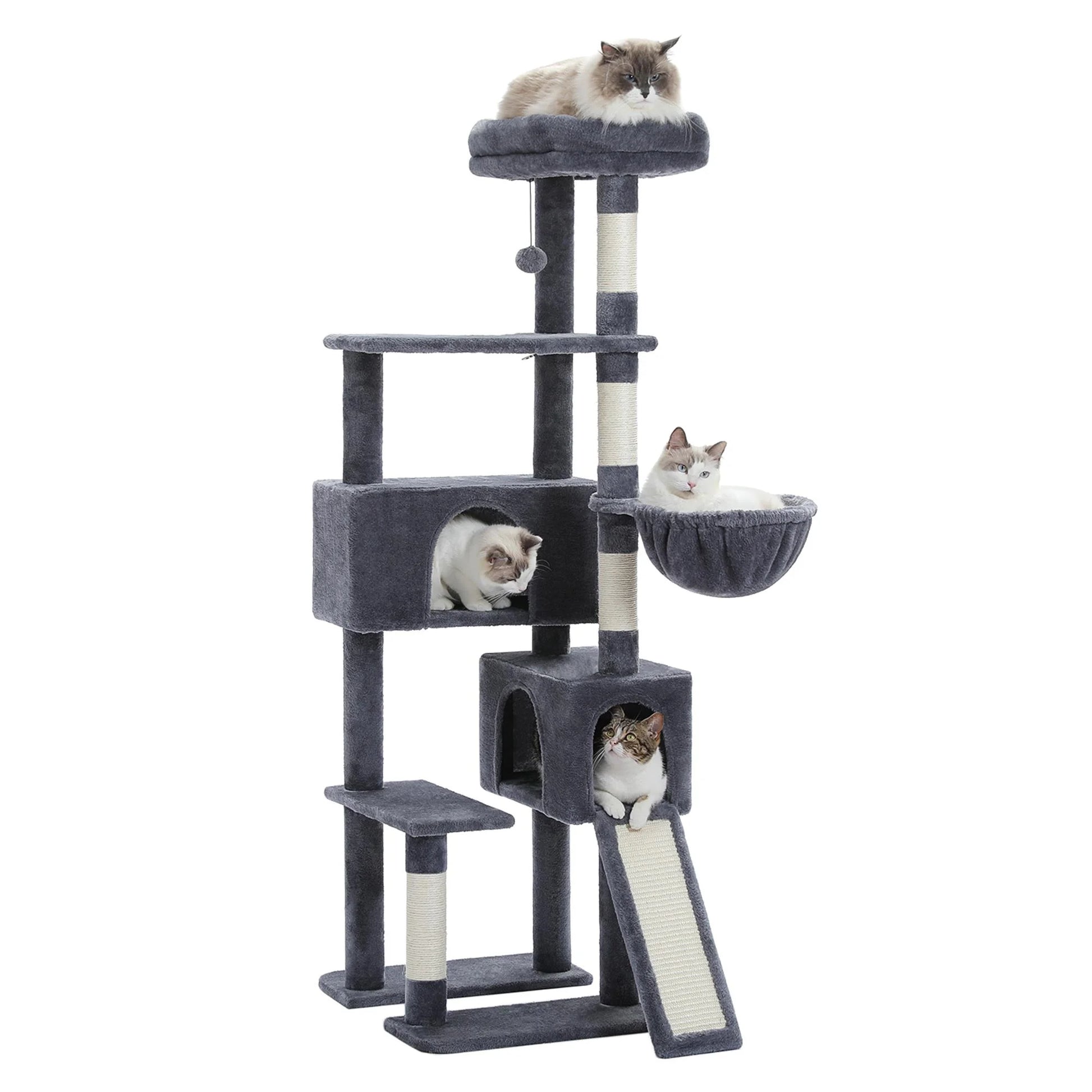 Pefilos 61" Cat Tree Tower for Indoor Cats with Platform and Scratching Posts, Cat Condo Cat Tree House in Pet Supplies, Gray