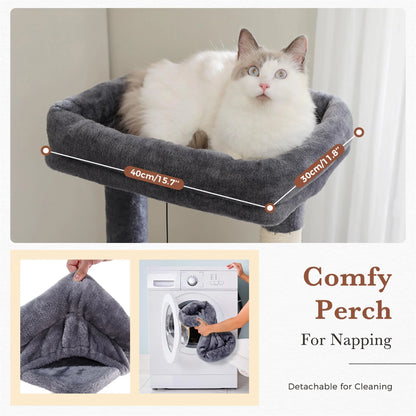 Pefilos 61" Cat Tree Tower for Indoor Cats with Platform and Scratching Posts, Cat Condo Cat Tree House in Pet Supplies, Gray