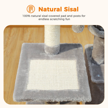 PAWZ Road 28" Small Cat Tree Tower Cat Condo with Perch Cat Scratching Post for Indoor Cats, Gray