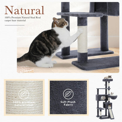 Pefilos 61" Cat Tree Tower for Indoor Cats with Platform and Scratching Posts, Cat Condo Cat Tree House in Pet Supplies, Gray