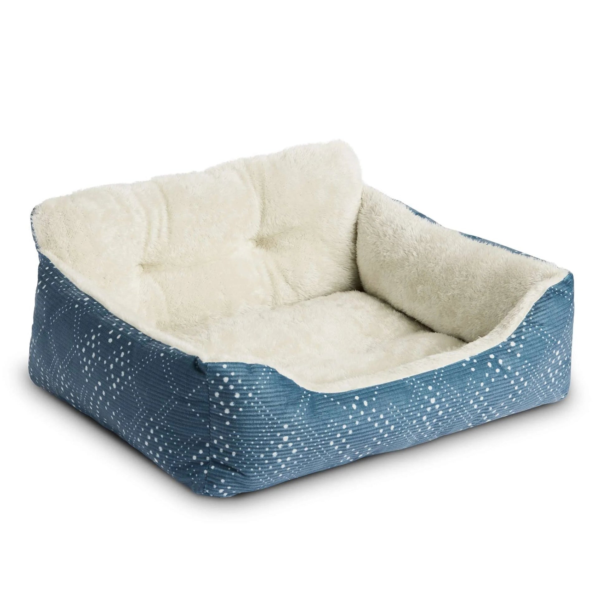 Vibrant Life Dog & Cat Bed, Plush Lounger, Portable, Machine Washable, Blue, 21" X 17"