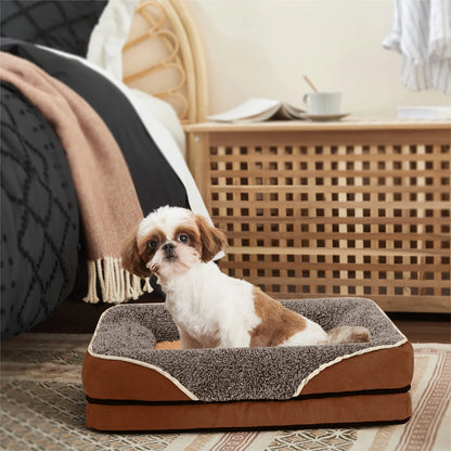 Payusd Dog Beds for Large Medium Small Dogs Orthopedic Pet Bed Sofa Supportive Egg Crate Foam Animal Couch with Removable Washable Cover Non Skid Bottom S to XL