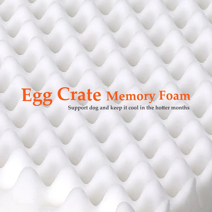 Qunler Dog Bed for Large Dogs, Washable Egg Crate Memory Foam Orthopedic Cozy Soft Long Plush Calming Pet Bed for Large Medium Size Dogs Crate, 36"X28", Gray