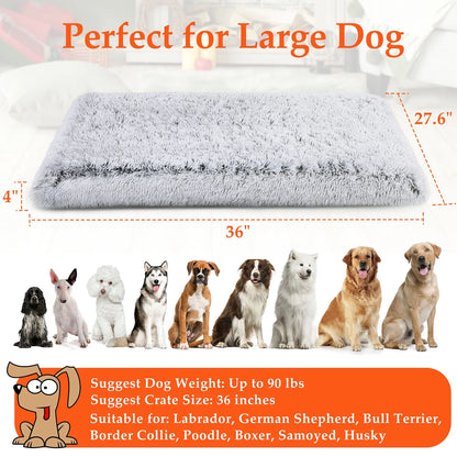 Qunler Dog Bed for Large Dogs, Washable Egg Crate Memory Foam Orthopedic Cozy Soft Long Plush Calming Pet Bed for Large Medium Size Dogs Crate, 36"X28", Gray