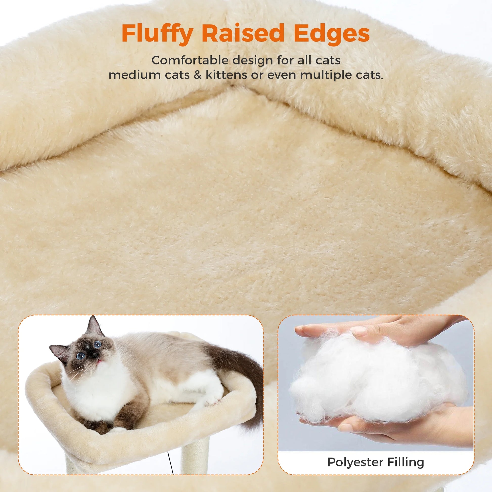 PAWZ Road 27" Cat Tree for Medium Cats Plush Condo and Scratching Posts, Beige
