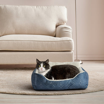 Vibrant Life Dog & Cat Bed, Plush Lounger, Portable, Machine Washable, Blue, 21" X 17"