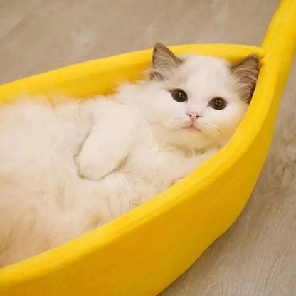 Darzheoy Banana Pet Bed, Cute Funny Fruit Bed with Removable Cushion for Dogs, Indoor Cats, Rabbits, Small Animals, Yellow