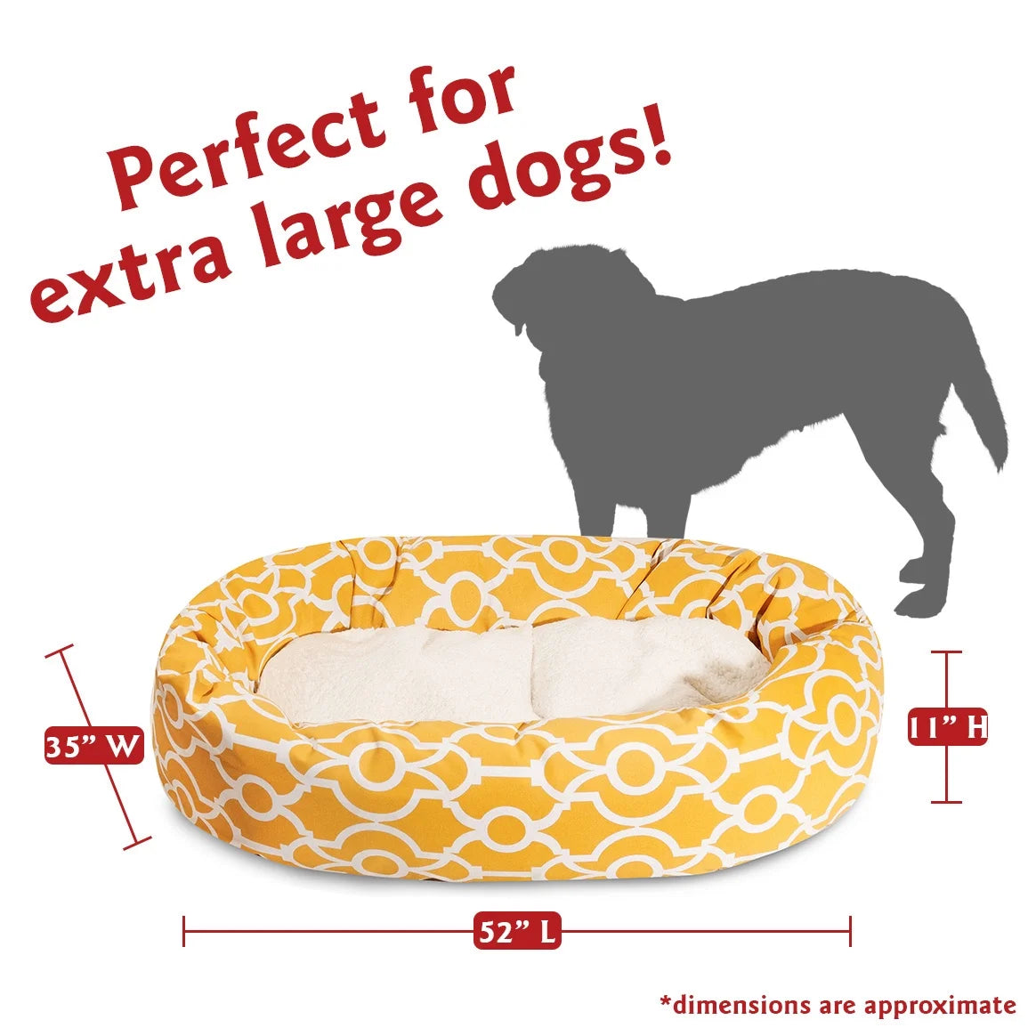 Majestic Pet Sherpa Athens Bagel Pet Bed for Dogs, Calming Dog Bed Washable, Extra Large, Citrus