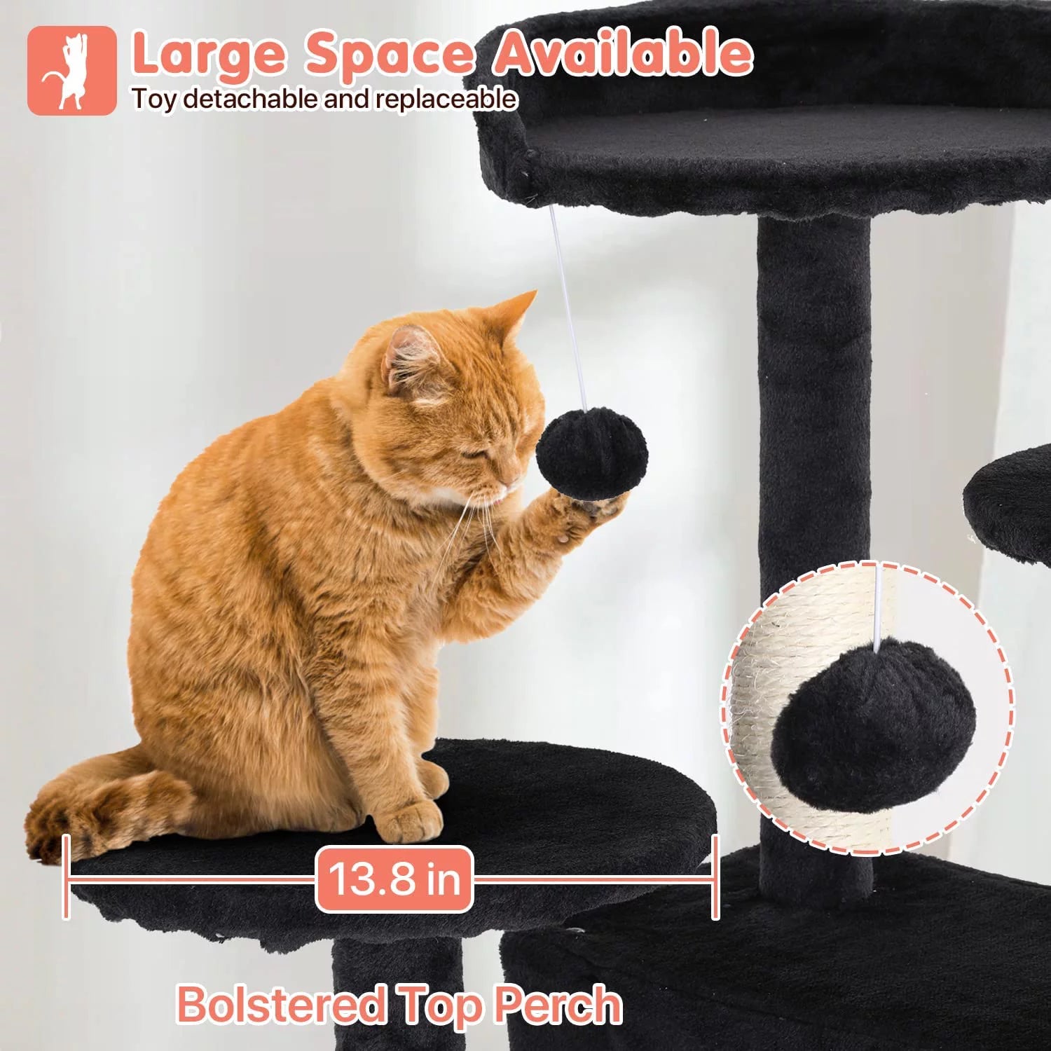 Niamvelo 54-In Double Condo Cat Tree Tower Playhouse with Scratching Post for Indoor, Dark Gray