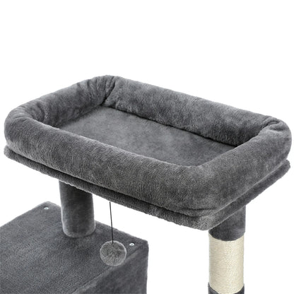 56" Cat Tree for Indoor Cats Cat Condos for Adult Cats with Padded Plush Perch and Cozy Basket Cat Tower for Large Cats , Gray