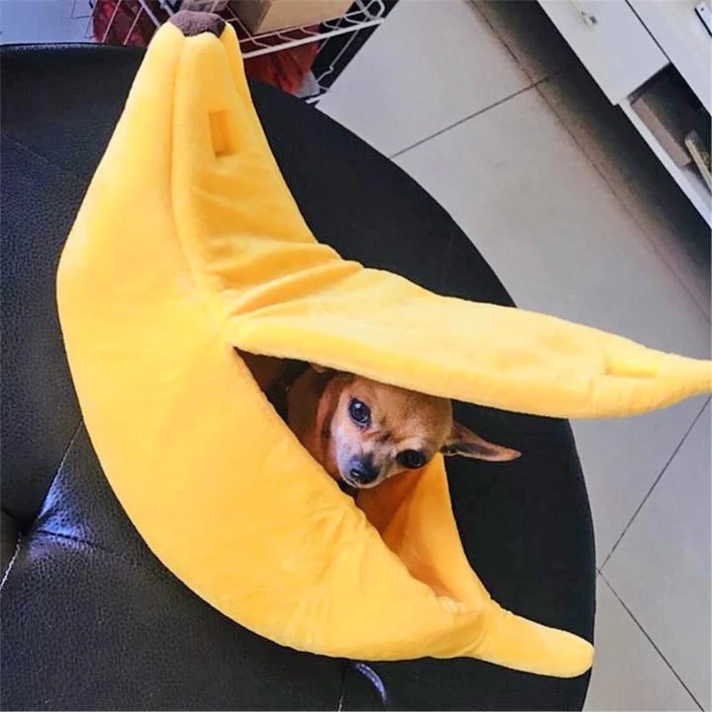 Darzheoy Banana Pet Bed, Cute Funny Fruit Bed with Removable Cushion for Dogs, Indoor Cats, Rabbits, Small Animals, Yellow