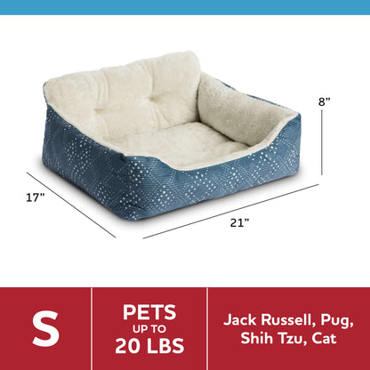 Vibrant Life Dog & Cat Bed, Plush Lounger, Portable, Machine Washable, Blue, 21" X 17"